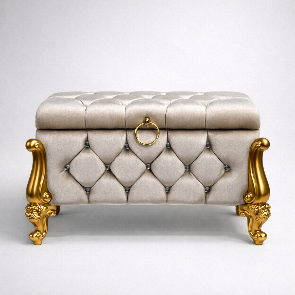 Modern tasarımlı gold detaylı nişan bohçası ve damat sandığı modelleri